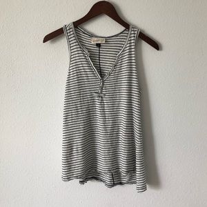 Striped button tank top